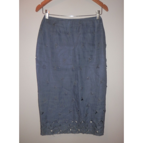 Lafayette 148 New York Dresses & Skirts - LAFAYETTE 148 Skirt 4 Navy Blue Cutouts Straight L